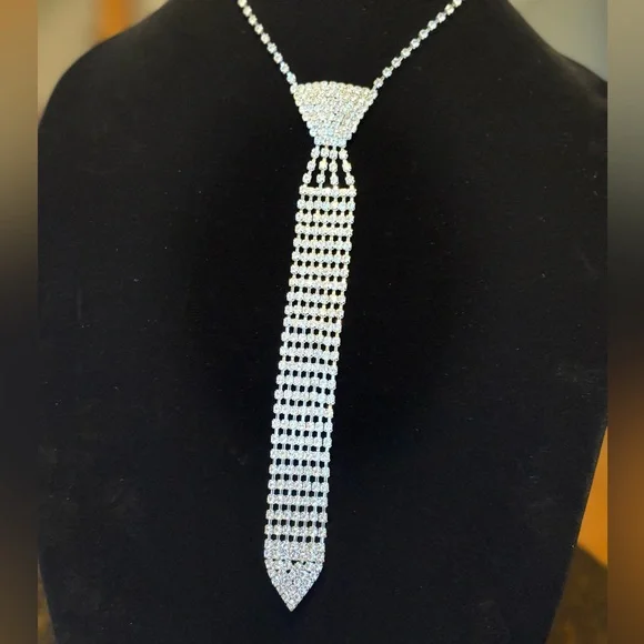 Rhinestone Necktie Necklace - Picture 1 of 5